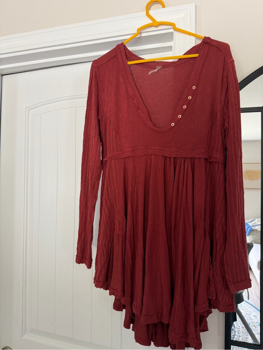 Free People Long-Sleeve V-Neck Tunic Top
